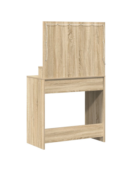 Tavolo da trucco con luci LED in Quercia Sonoma 79x41x135 cm