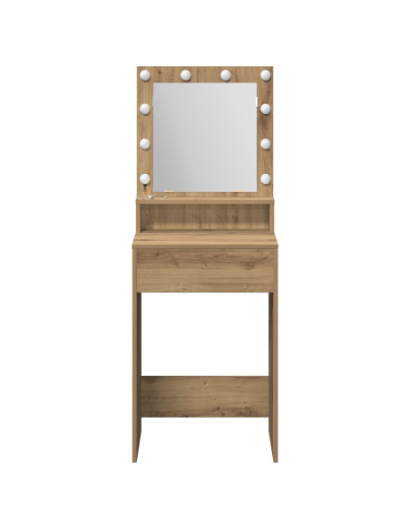 Tavolo da Trucco con Luci LED Rovere Artisan 50x41x135 cm