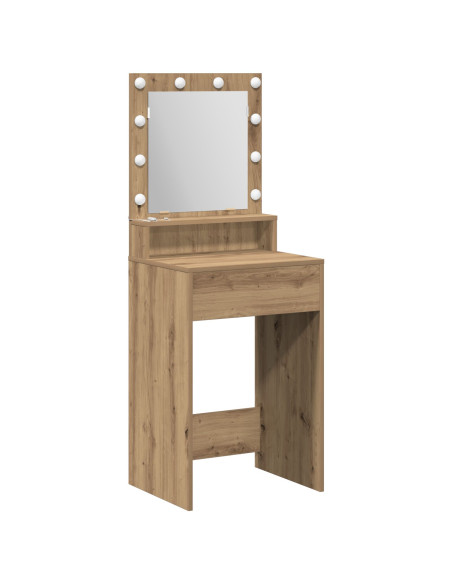 Tavolo da Trucco con Luci LED Rovere Artisan 50x41x135 cm