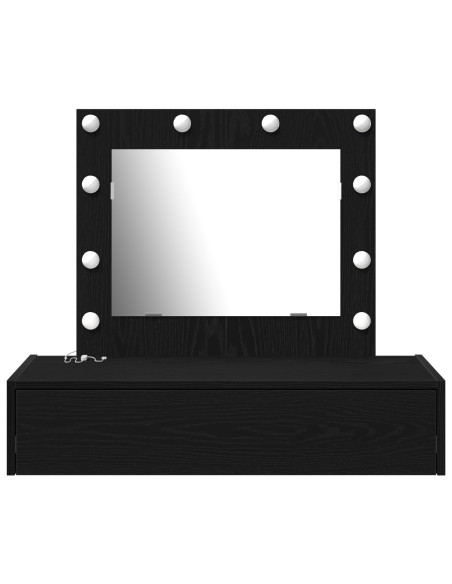 Tavolo da Trucco Appeso con Luci LED Ebonizzato di