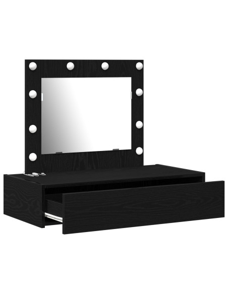 Tavolo da Trucco Appeso con Luci LED Ebonizzato di
