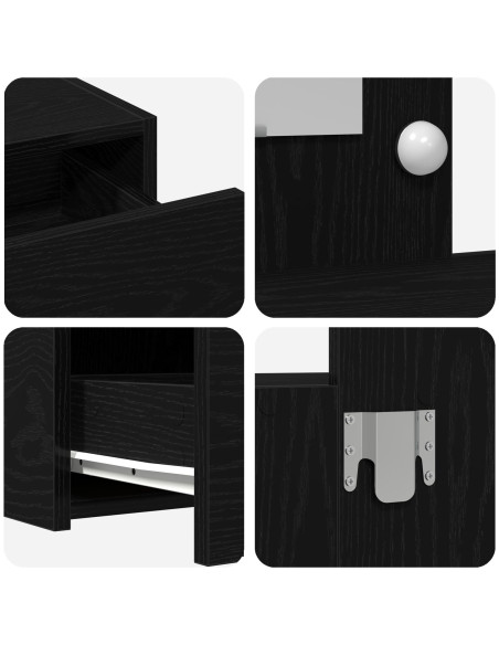 Tavolo da Trucco Appeso con Luci LED Ebonizzato di