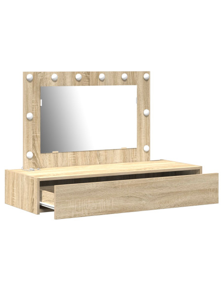 Tavolo da Trucco Appeso con Luci LED Rovere Sonoma