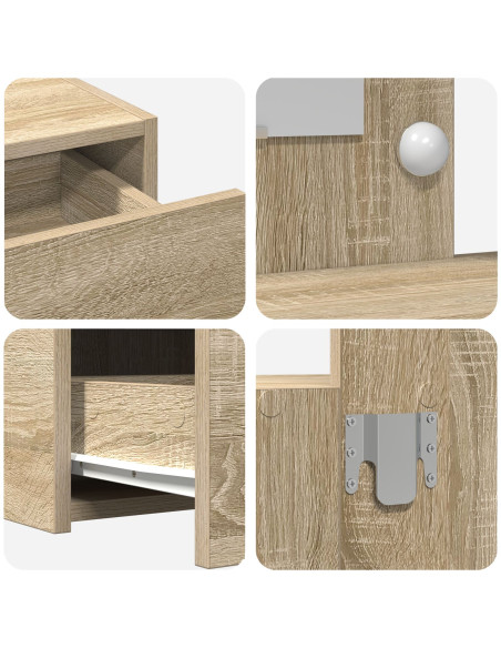 Tavolo da Trucco Appeso con Luci LED Rovere Sonoma