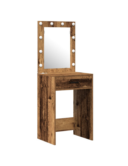 Set di Toeletta a 2 Pezzi  con LED in Finitura in Legno Antico