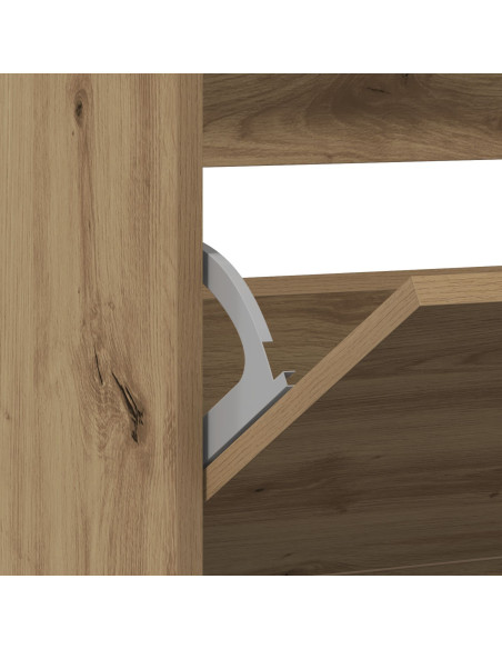 Mobile per scarpe  con cassetto a ribalta in rovere affumicato 80x21x87,5 cm