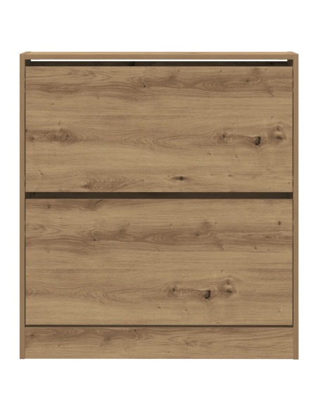 Mobile per scarpe  con cassetto a ribalta in rovere affumicato 80x21x87,5 cm