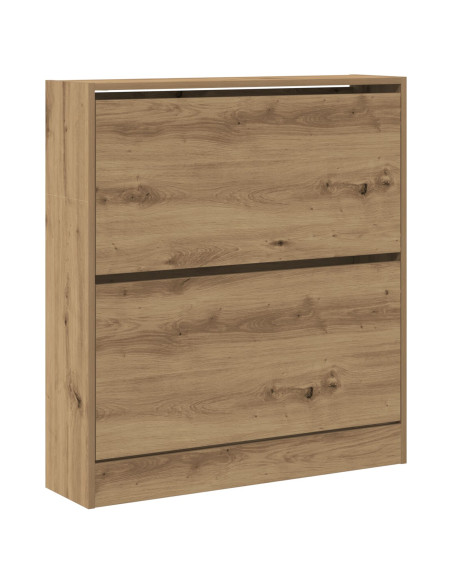 Mobile per scarpe  con cassetto a ribalta in rovere affumicato 80x21x87,5 cm