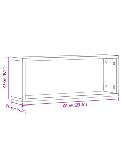 Scaffali da parete 4 pcs Rovere Nero 60 x 15 x 23 cm 2
