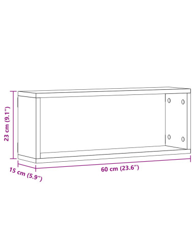 Scaffali da parete 4 pcs Rovere Nero 60 x 15 x 23 cm