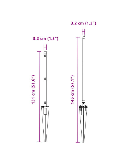 vitaXL Poste per Recinzione con Picchetto 52 pz Ø32 mm 100 cm Acciaio Galvanizzato