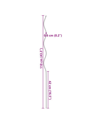 Supporto per piante 50 pcs Verde 110 x 0.6 x 0.6 cm Acciaio