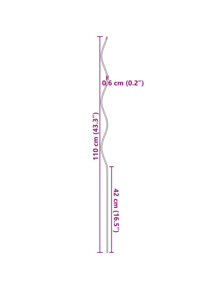 Supporto per piante 20 pcs Verde 110 x 0.6 x 0.6 cm Acciaio