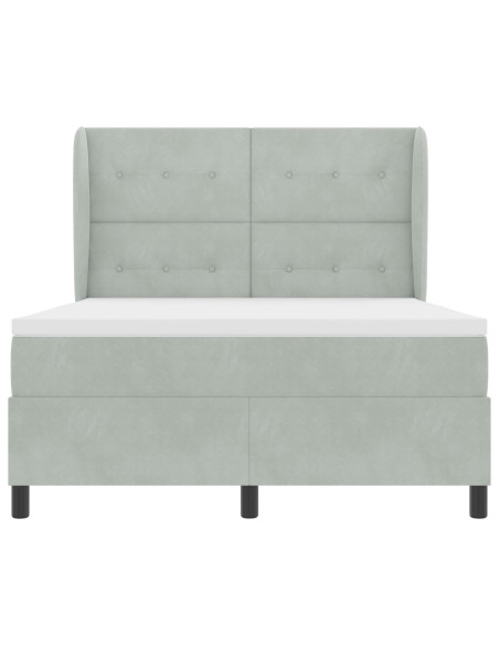 Letto Box Spring con Materasso Grigio Chiaro 160x200 cm in Velluto