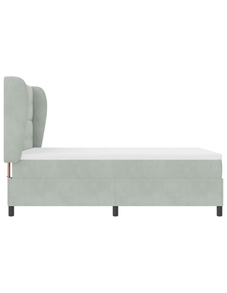 Letto Box Spring con Materasso Grigio Chiaro 160x200 cm in Velluto