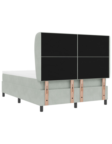 Letto Box Spring con Materasso Grigio Chiaro 160x200 cm in Velluto