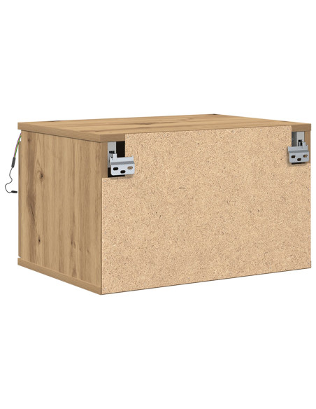 Comodini con luci LED 2 pezzi a muro in rovere artigianale