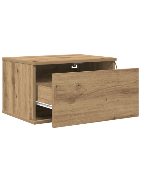 Comodini con luci LED 2 pezzi a muro in rovere artigianale