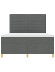 Letto a Sorgente LED Grigio scuro 140 x 200 cm Tessuto