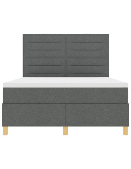 Letto Box Spring  con Materasso e LED Grigio Scuro 140x200 cm in Tessuto