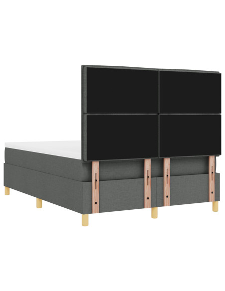 Letto Box Spring  con Materasso e LED Grigio Scuro 140x200 cm in Tessuto