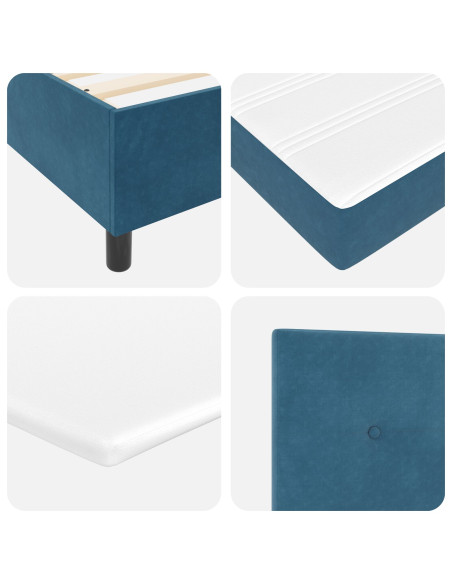 Letto con Rete a Molle e Materasso Blu Scuro 140x200 cm in Velluto