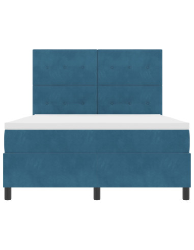 Letto a molle con materasso Blu Scuro 140 x 200 cm Tessuto