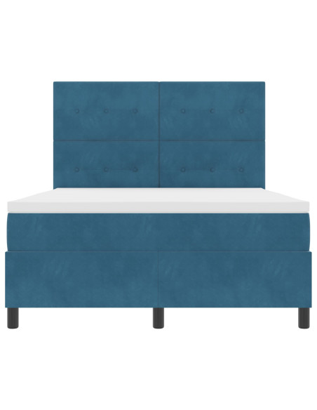 Letto con Rete a Molle e Materasso Blu Scuro 140x200 cm in Velluto