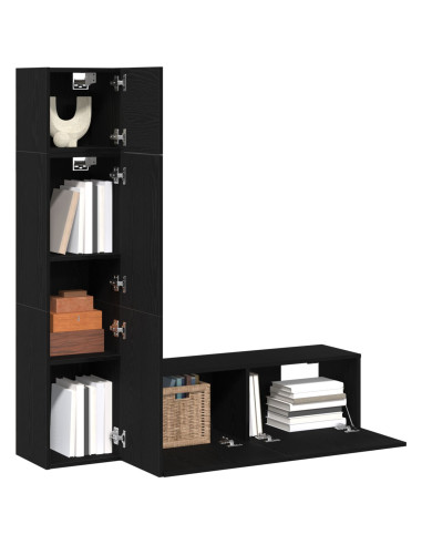 Set mobile TV 4 pcs Rovere Nero 130,5 x 30 x 140 cm