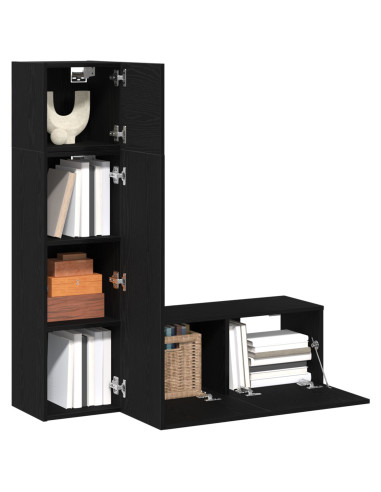 Set mobile TV 3 pcs Rovere Nero 130,5 x 30 x 140 cm