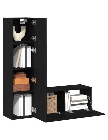 Set mobile TV 3 pcs Rovere Nero 130,5 x 30 x 140 cm