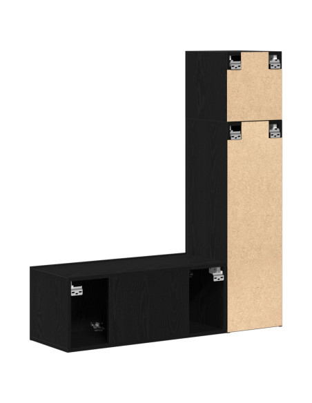 Set di mobili TV 3 pezzi  in legno ingegnerizzato di rovere nero