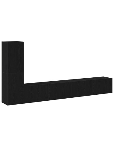 Set mobile TV Montaggio a parete Rovere Nero Legno multistrato