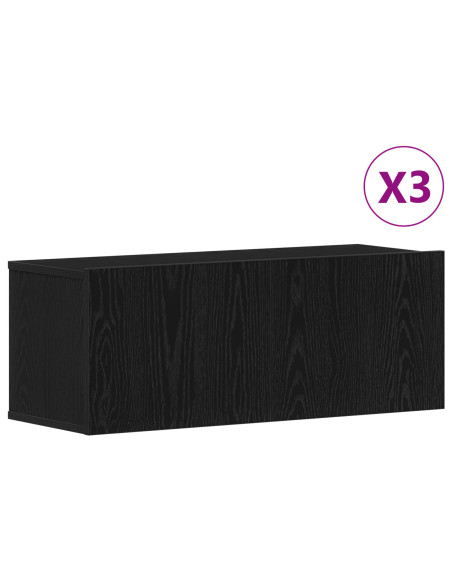 Set di Mobile TV a 3 Pezzi in Legno Ingegnerizzato Nero