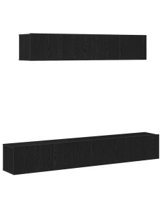 Set mobile TV Montaggio a parete Rovere Nero Legno multistrato 2