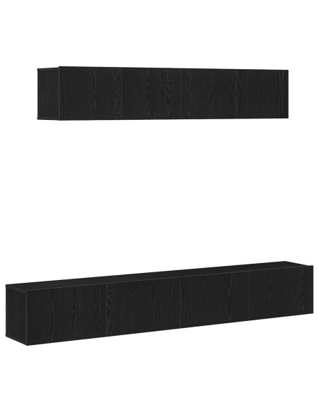 Set di Mobile TV a 4 Pezzi in Legno Ingenerizzato Nero