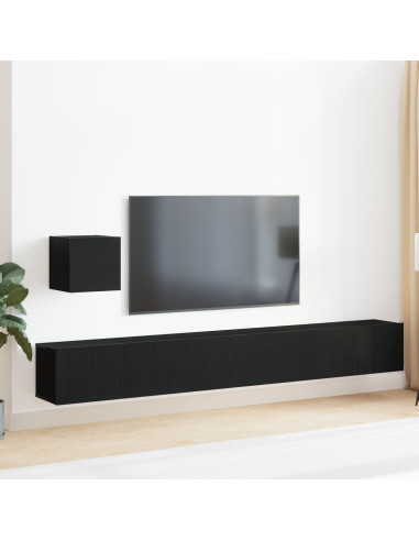 Set mobile TV Montaggio a parete Rovere Nero Legno multistrato