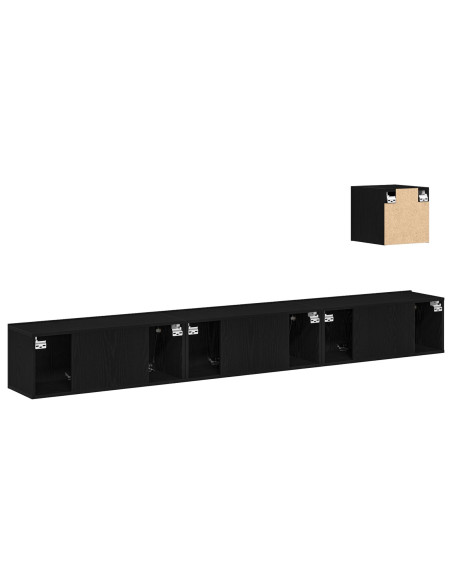 Set di Mobile TV in 4 Pezzi Rovere Nero in Legno Ingegnerizzato
