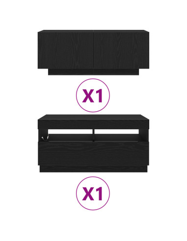 Set mobile TV 2 pcs Nero 180 x 35 x 40 cm Legno multistrato