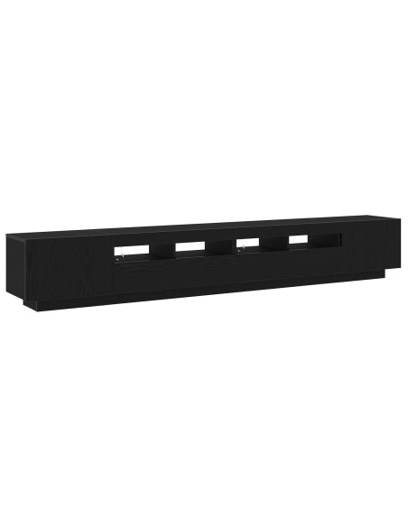 Mobile TV  con luci LED Rovere Nero 260x35x40 cm in Legno ingegnerizzato