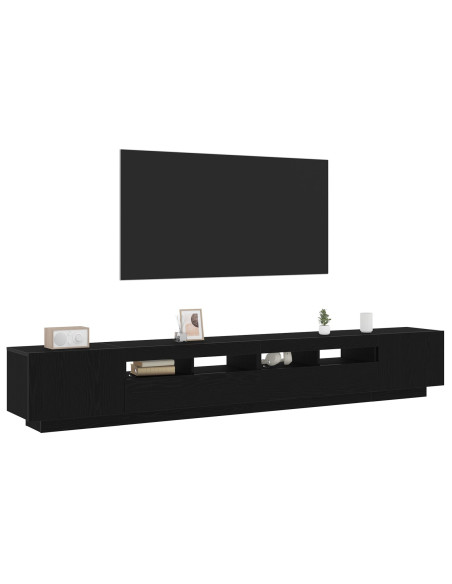 Mobile TV  con luci LED Rovere Nero 260x35x40 cm in Legno ingegnerizzato