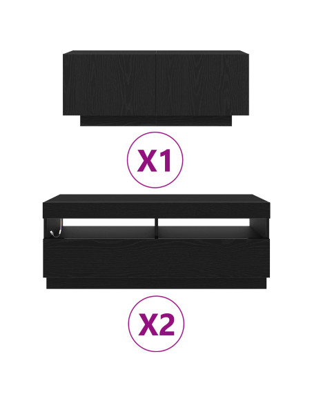 Set mobile TV 3 pcs Nero 300 x 35 x 40 cm Legno multistrato