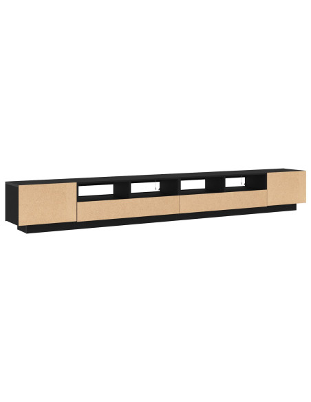 Mobile TV con Luci LED Nero Rovere 300x35x40 cm in Legno Ingegnerizzato