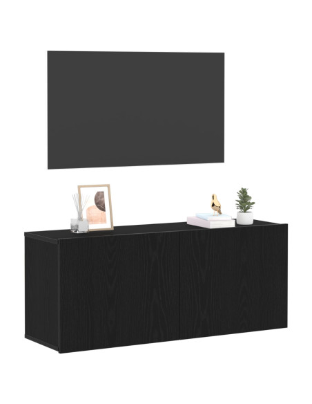 Mobile TV Nero Rovere 100x30x41 cm Legno ingegnerizzato