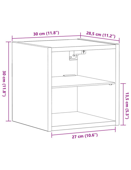 Mobile TV LED Nero Rovere 30x28,5x30 cm Legno ingegnerizzato