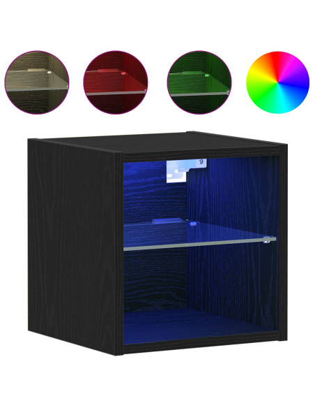 Mobile TV LED Nero Rovere 30x28,5x30 cm Legno ingegnerizzato
