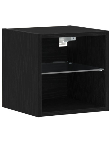 Armadio da letto a muro LED con Nero Legno multistrato