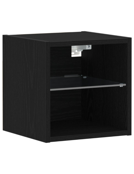 Mobile TV LED Nero Rovere 30x28,5x30 cm Legno ingegnerizzato