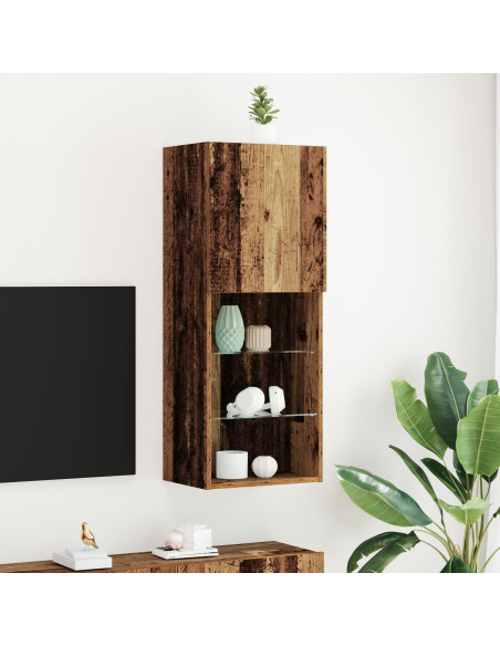 Mobile TV  con luci LED in legno invecchiato 40,5x30x102 cm