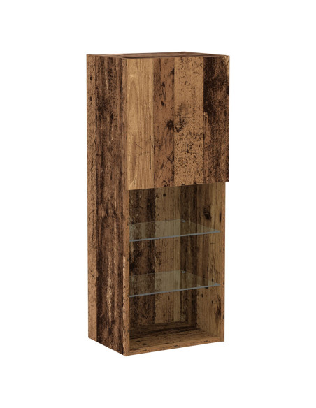 Mobile TV  con luci LED in legno invecchiato 40,5x30x102 cm